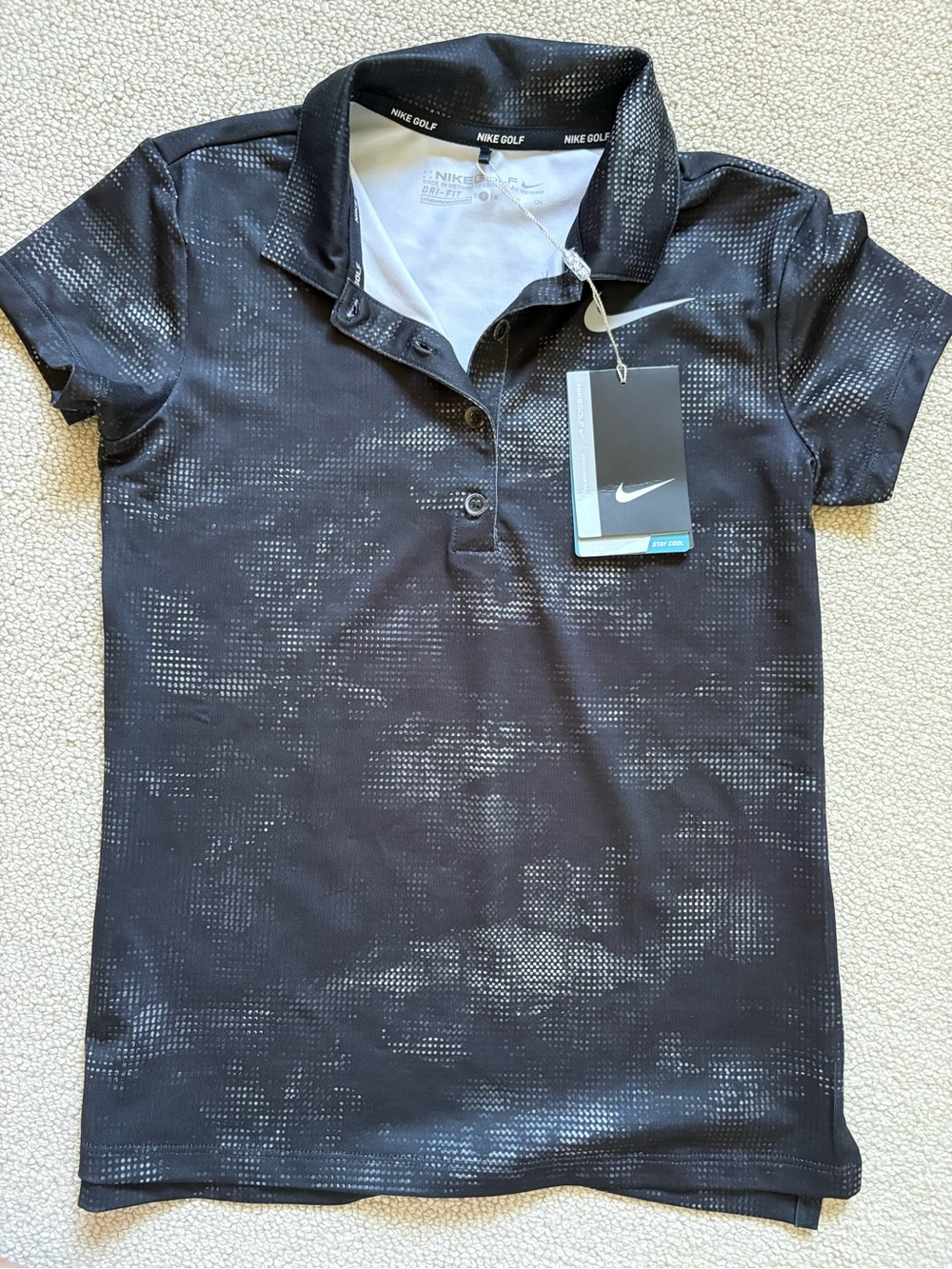 Nike Black & Silver Dri-FIT Kids Polo
